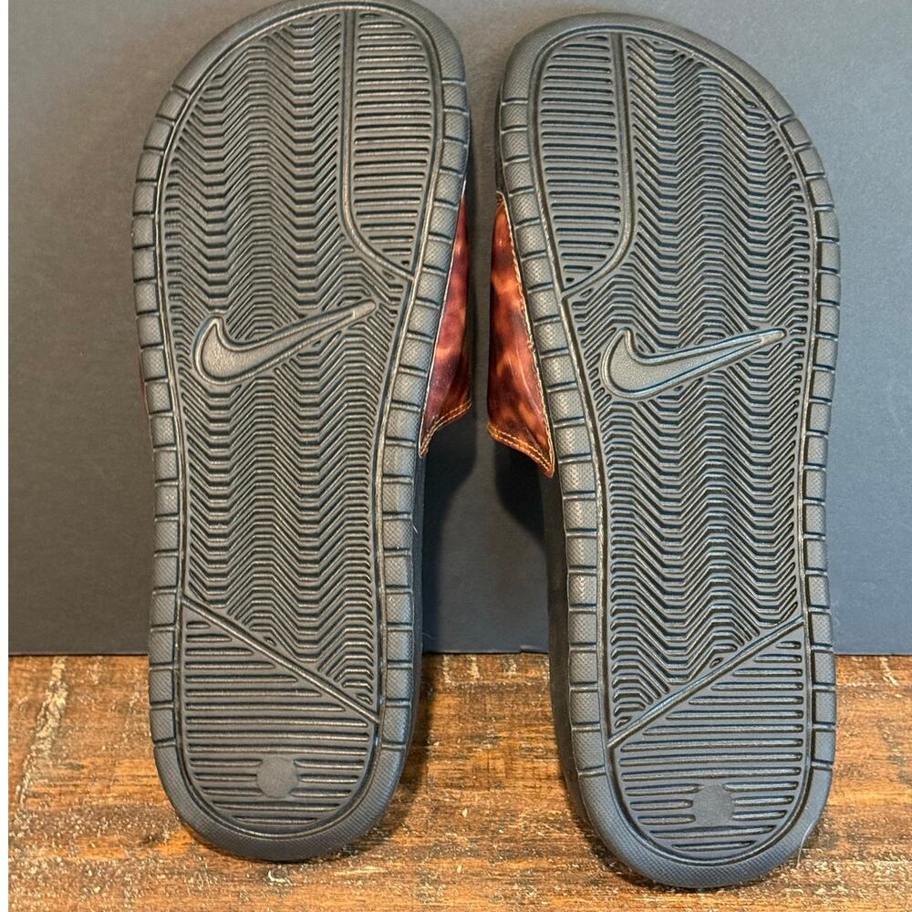 Nike Women's Benassi JDI Tortoise Print Slide Size 8 Sandals Black Brown - Picture 4 of 5